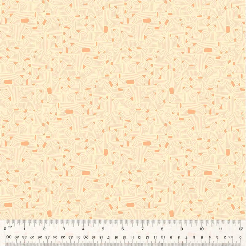 Cream fabric with orange accents and ruler, pattern...
