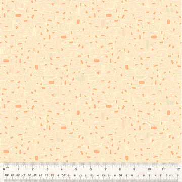 Cream fabric with orange accents and ruler, pattern...