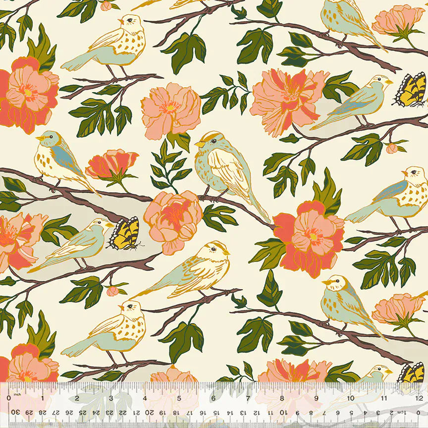 Lush Life Organic Cotton - Birds of a Feather, Ivory