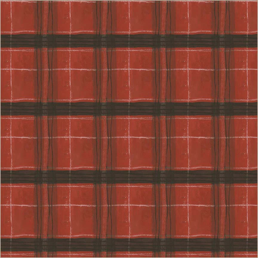 The Plaid One by Marcia Derse- Window Pane Plaid, Carne Red