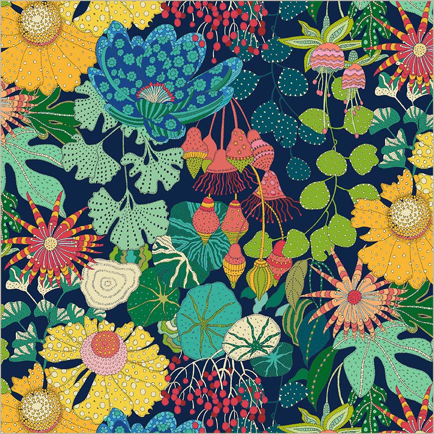 Sunshine by Sally Kelly - Peony Park, Indigo