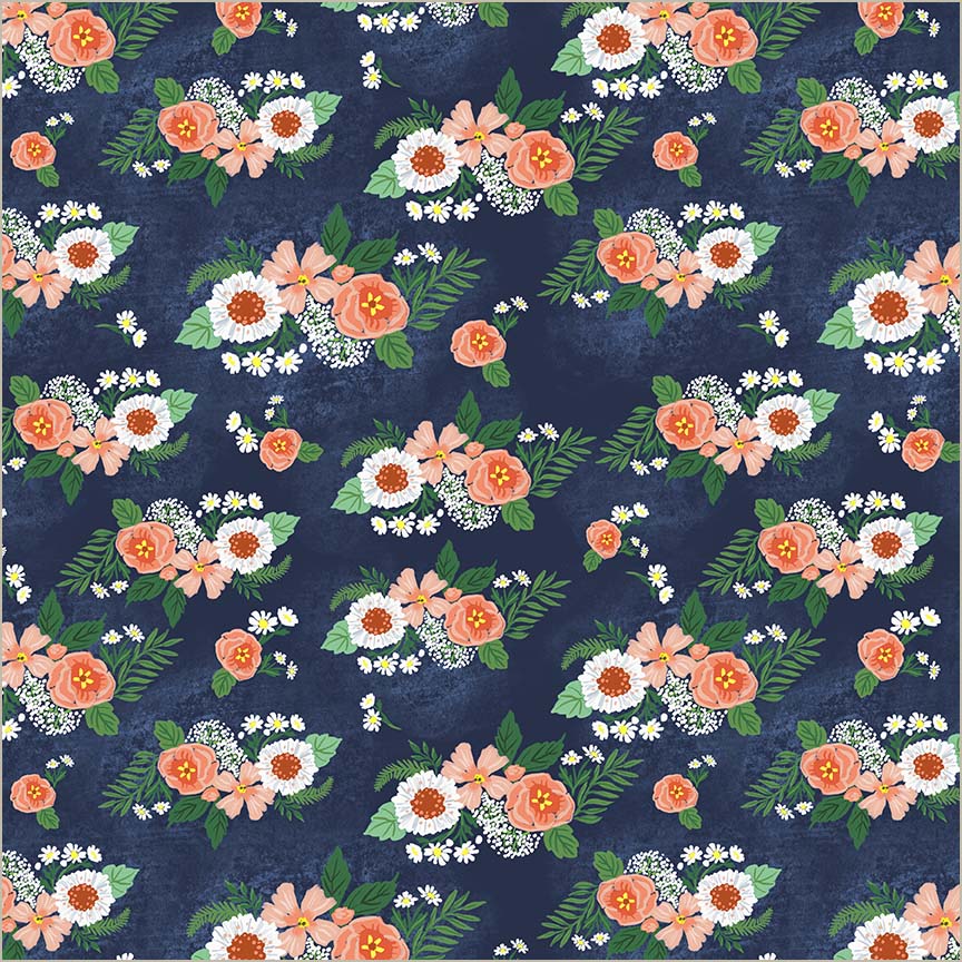 Villa Sol - Floral Bunches, Navy