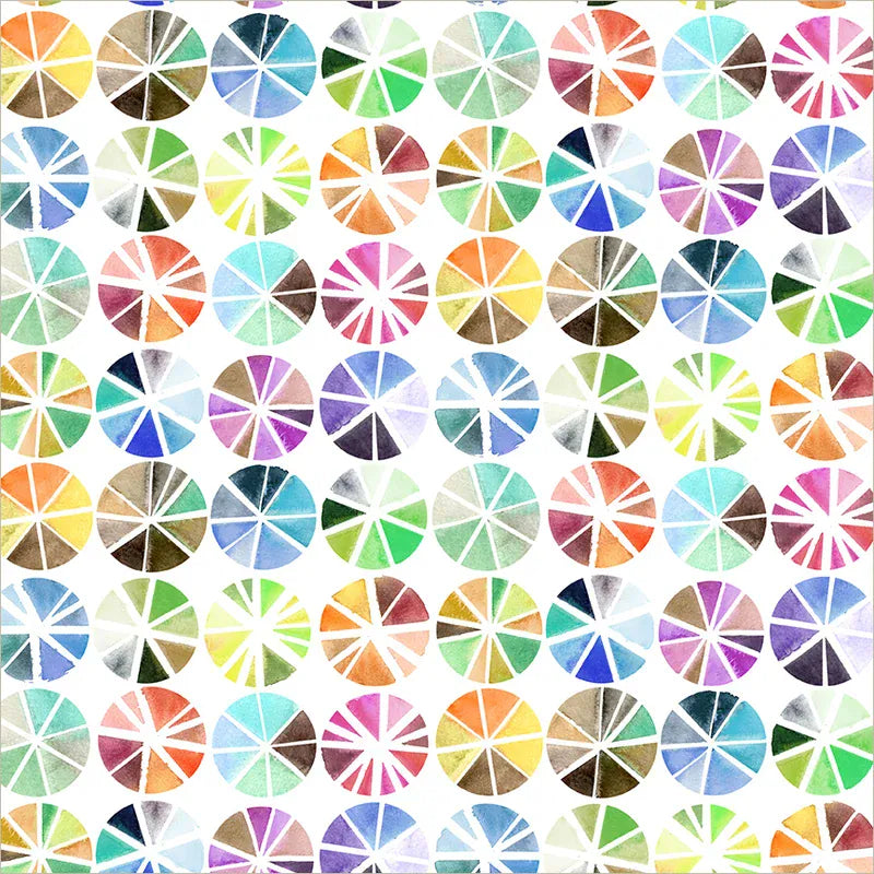 Painted Path Color Wheels by Maria Carluccio - White/Multi Painted Path Color Wheels by Maria Carluccio - White/Multi Fabric