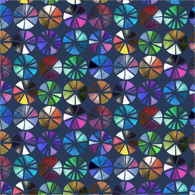Painted Path Color Wheels by Maria Carluccio - Navy Painted Path Color Wheels by Maria Carluccio - Navy Fabric | Windham