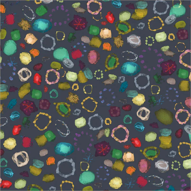 Painted Path Constellations by Maria Carluccio - Soft Black Painted Path Constellations by Maria Carluccio - Soft Black Fabric