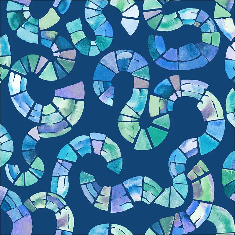 Painted Path 108" Quilt Back by Maria Carluccio - Broken Path, Blue Painted Path 108" Quilt Back by Maria Carluccio - Blue Fabric