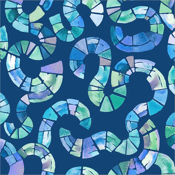 Painted Path 108" Quilt Back by Maria Carluccio - Broken Path, Blue Painted Path 108" Quilt Back by Maria Carluccio - Blue Fabric