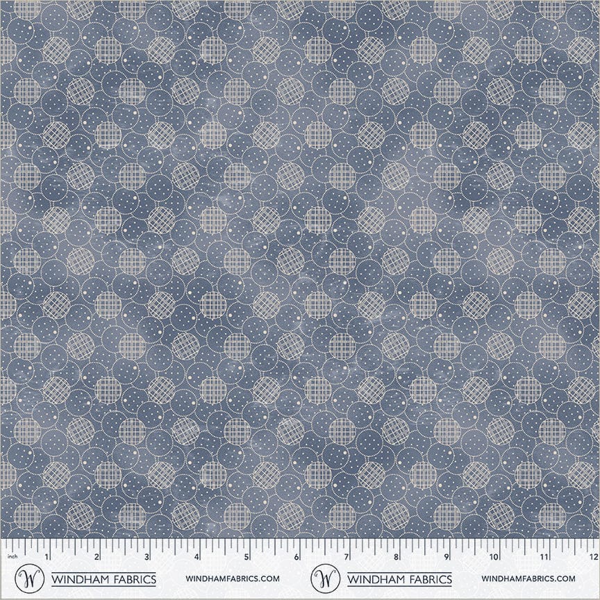 Faded Indigo by Whistler Studios - Circle Vignette, Vintage Circle Vignette Vintage | Faded Indigo Fabric by Whistler Studios