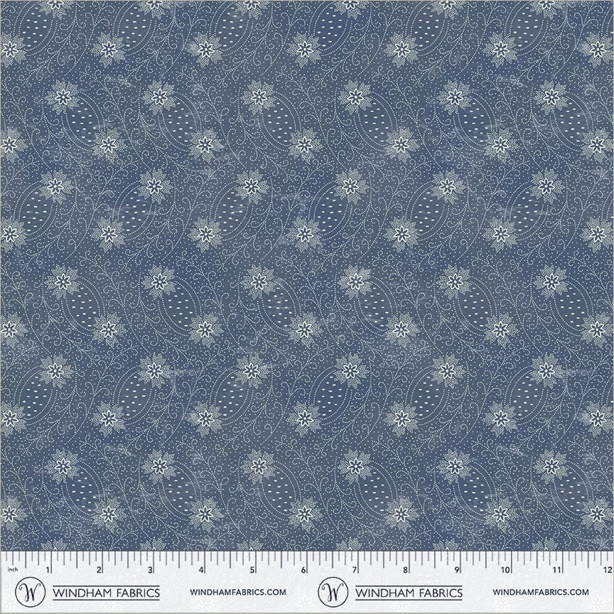 Faded Indigo by Whistler Studios - Elegant Floral, Dark Rinse Elegant Floral Dark Rinse | Faded Indigo Fabric by Whistler