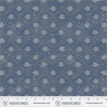Faded Indigo by Whistler Studios - Elegant Floral, Dark Rinse Elegant Floral Dark Rinse | Faded Indigo Fabric by Whistler