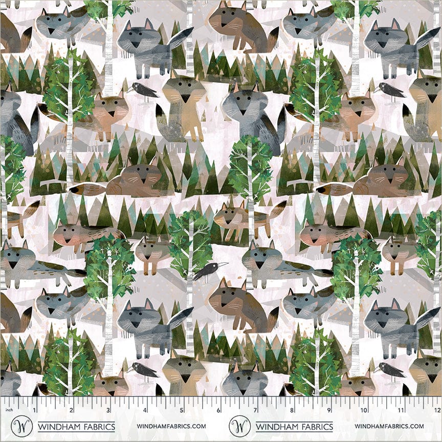 Animal Kingdom by Gareth Lucas - Wild Wolves, White Forest Wild Wolves White Forest | Animal Kingdom Fabric by Gareth Lucas