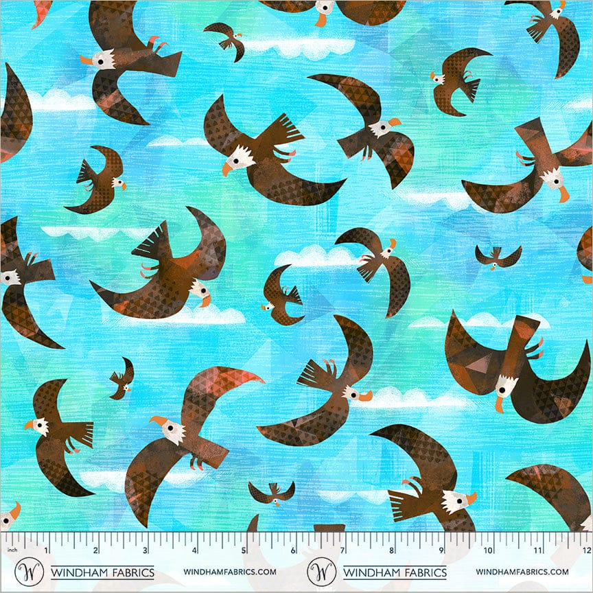 Animal Kingdom by Gareth Lucas - Bald Eagle, Turquoise Bald Eagle Turquoise | Animal Kingdom Fabric by Gareth Lucas