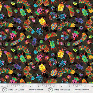 Animal Kingdom by Gareth Lucas - Insect Collection, Soft Black Insect Collection Soft Black | Animal Kingdom Fabric