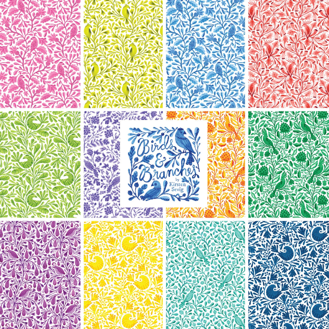 Birds and Branches Fat Quarter Bundle - Bright, 12pcs