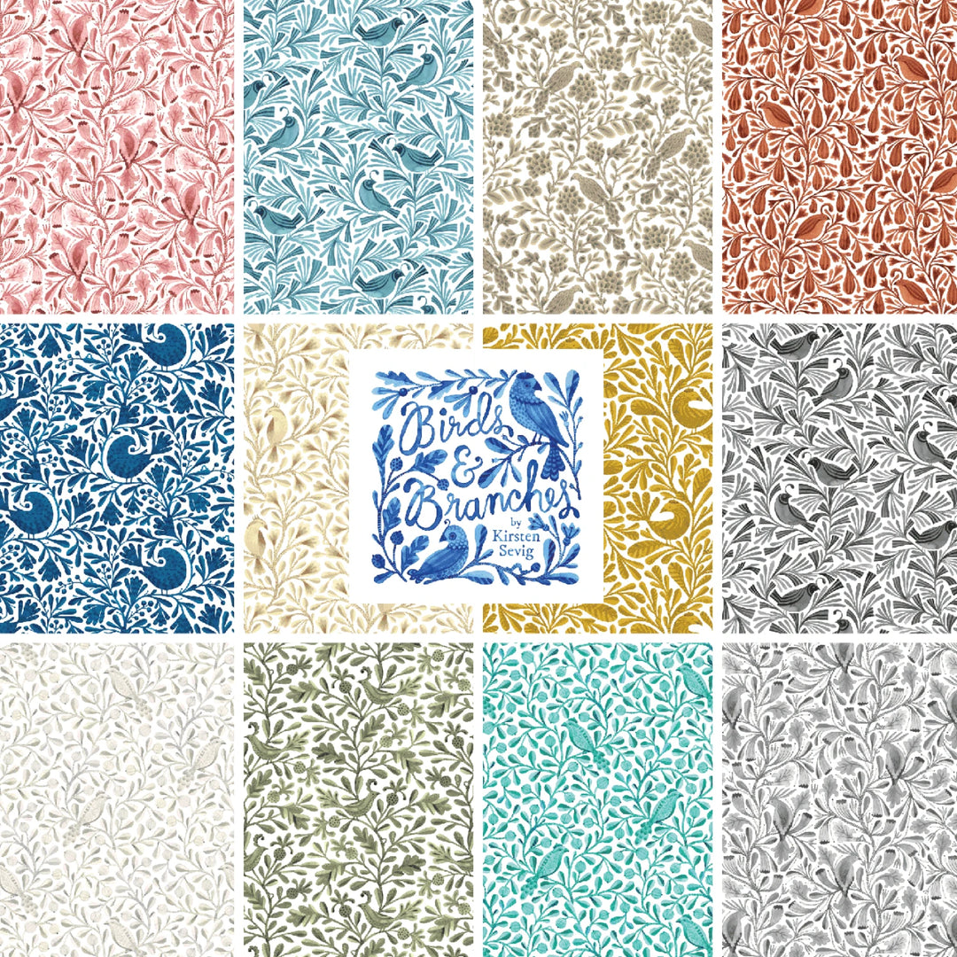 Birds and Branches Fat Quarter Bundle - Muted, 12pcs
