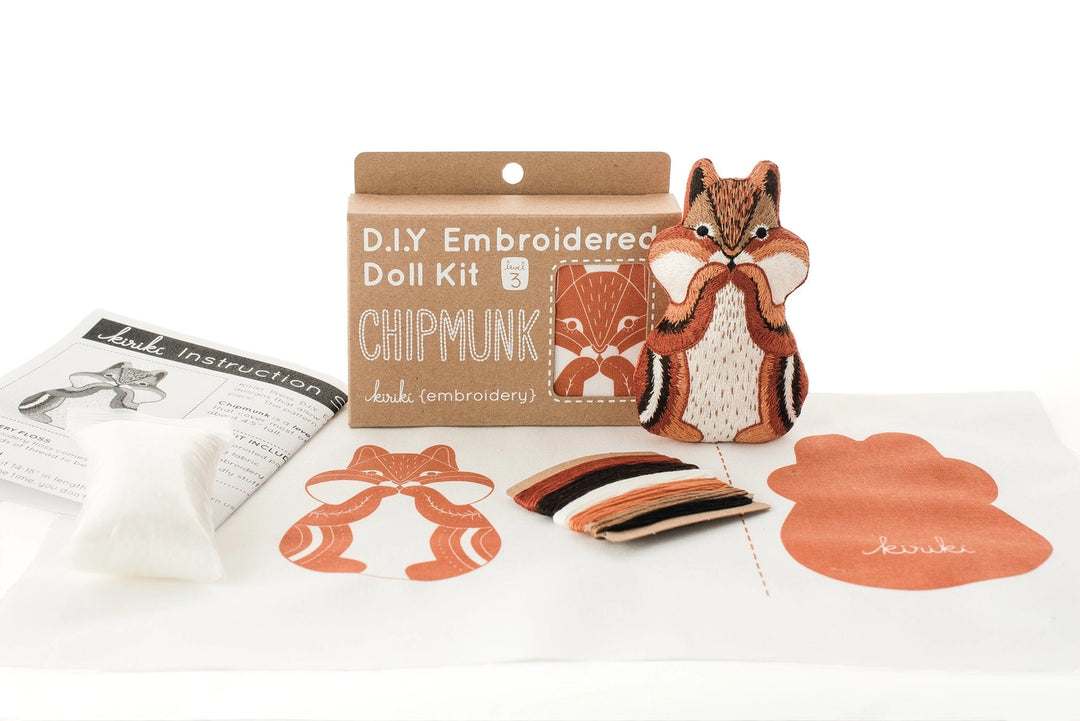 D.I.Y Embroidered Doll Kit - Chipmunk