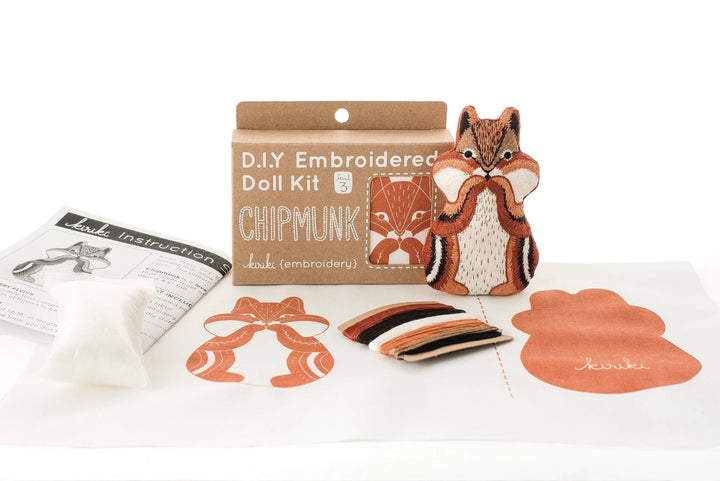 D.I.Y Embroidered Doll Kit - Chipmunk