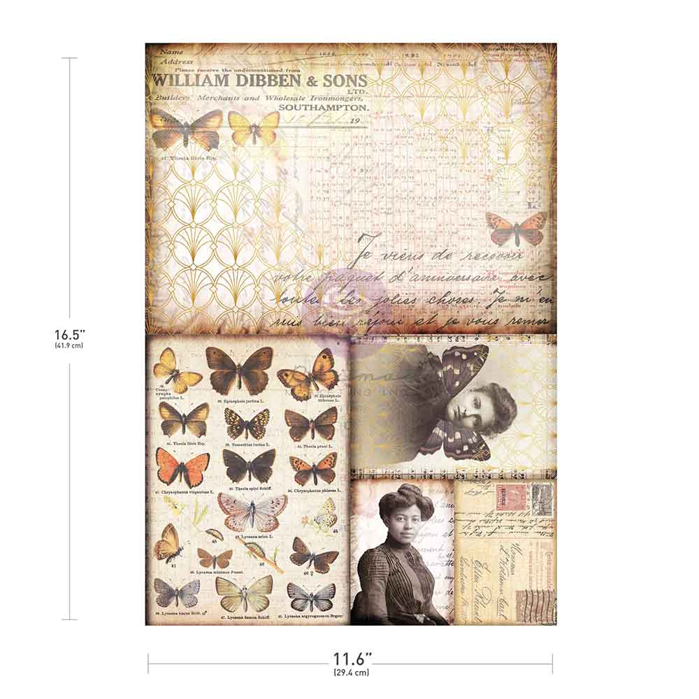 Finnabair A3 Decoupage Fiber Paper - Southhampton Butterflies, 3pcs