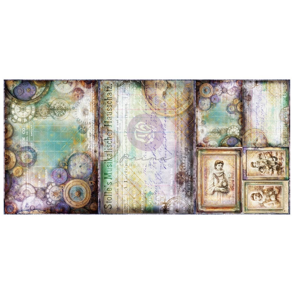 Finnabair A3 Decoupage Fiber Paper - Time Whispers, 3pcs Finnabair A3 Decoupage Fiber Paper - Time Whispers, 3pcs