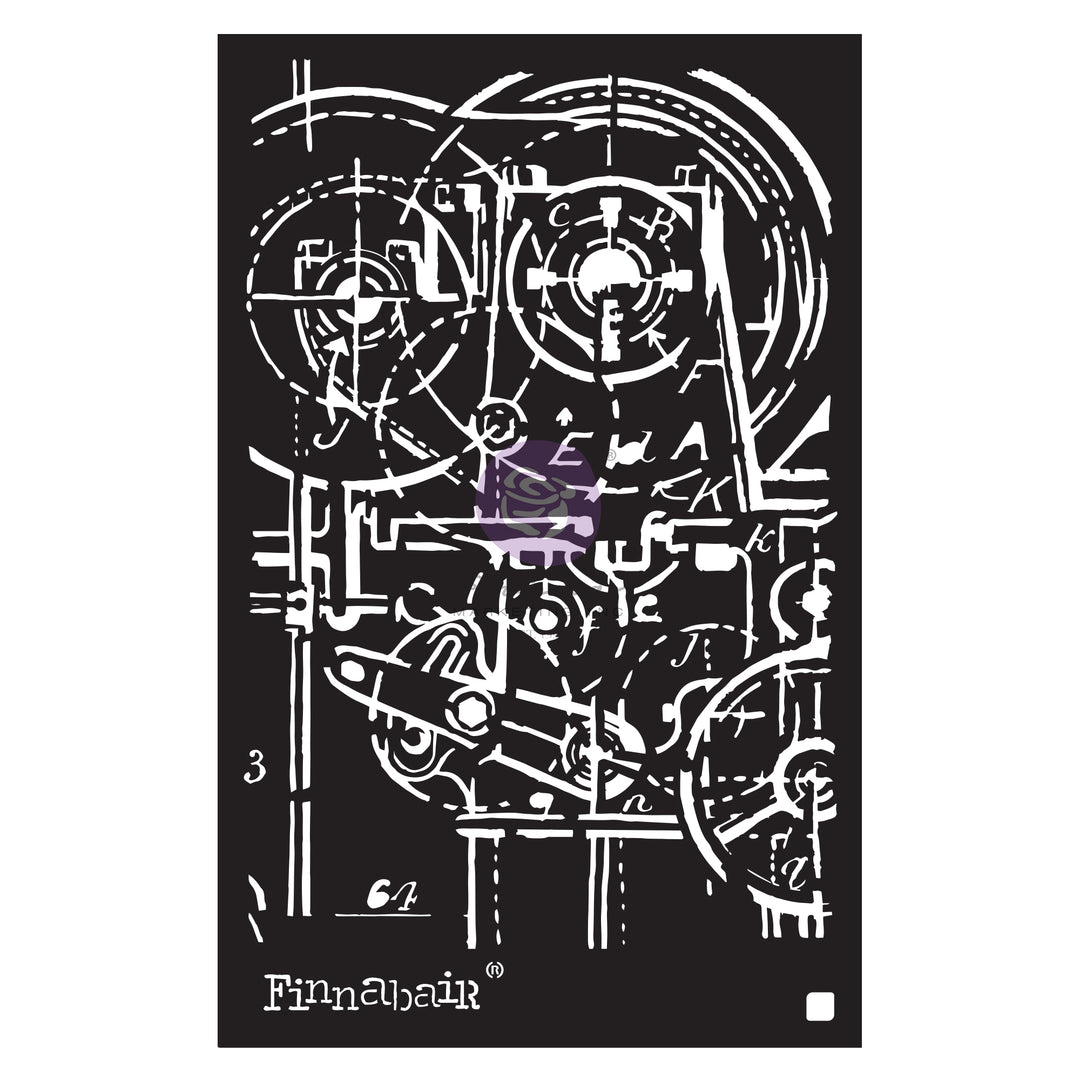 Finnabair Machinery Stencil - 6"x 9"