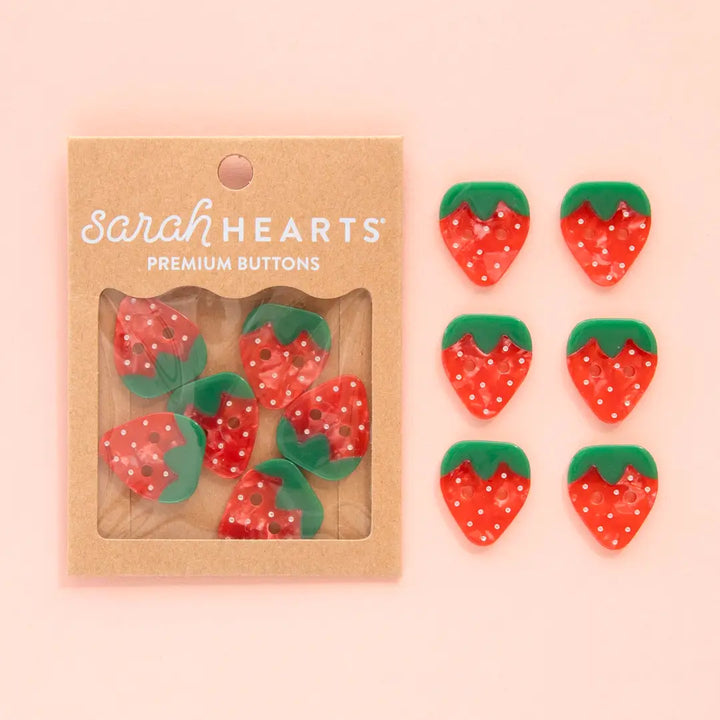 Strawberry Large 1" Buttons by Sarah Hearts, 6pcs