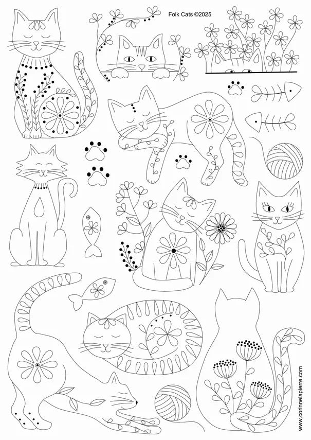 Stick and Stitch Embroidery: Folk Cats Stick and Stitch Embroidery: Folk Cats