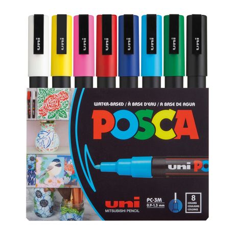 POSCA 3M Fine Bullet Tip Paint Markers, Set of 8