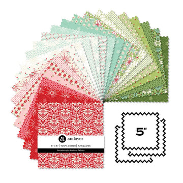 Snowberry by Andover Fabrics 5in Square Fabric Bundle, 42 pieces Snowberry by Andover Fabrics 5in Square Fabric Bundle, 42 pieces