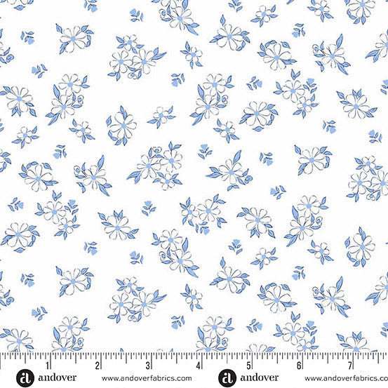 Color Me Whispered - Treasure Blooms, Blue Cotton