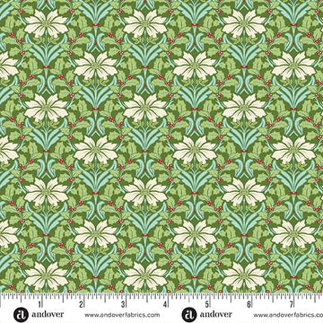 Snowberry by Andover Fabrics - Poinsettia, Spruce Snowberry by Andover Fabrics - Poinsettia, Spruce