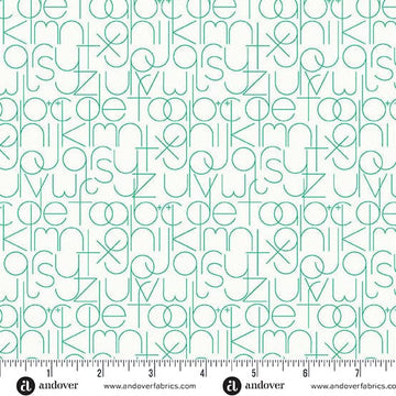 Fabric pattern with teal outline alphabet, 72dpi-A-1221-G1.