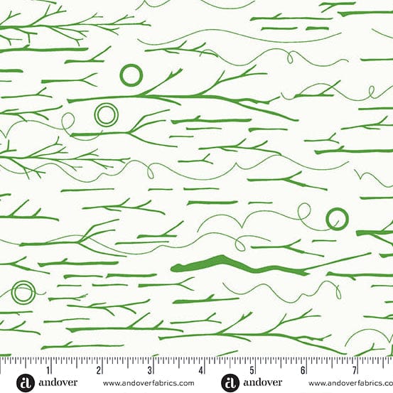 Green branch and swirl pattern fabric, 72dpi-A-1555-G