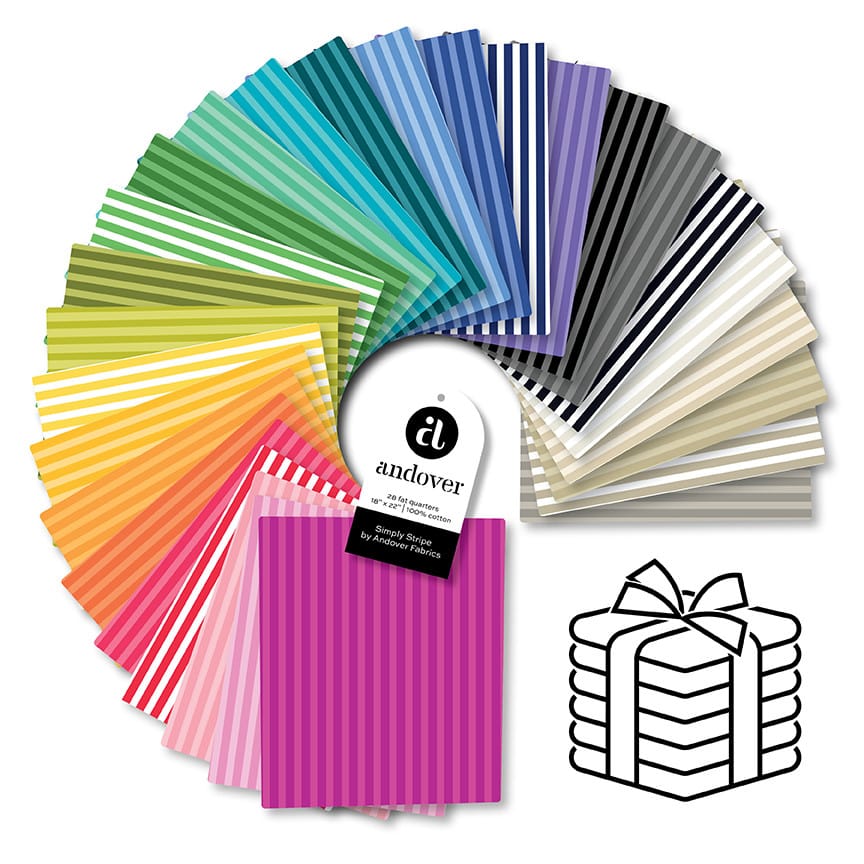 Simply Stripe by Andover Fabrics Fat Quarter Fabric Bundle, 28pcs Simply Stripe by Andover Fabrics Fat Quarter Fabric Bundle, 28pcs