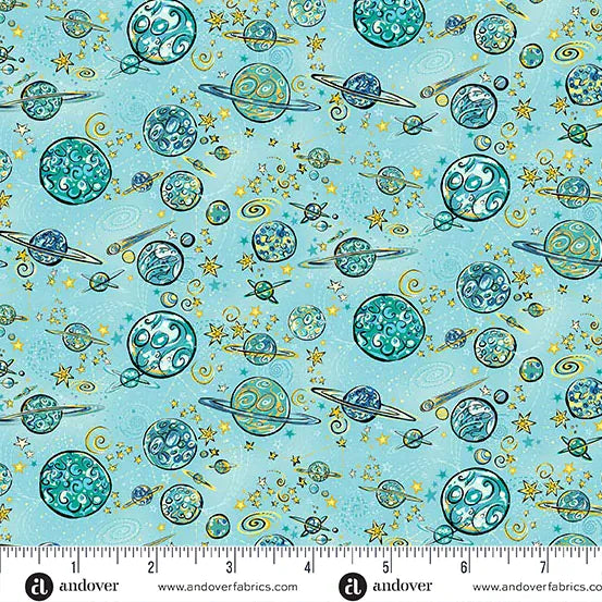 Orbit by Makower UK - Galaxy, Teal