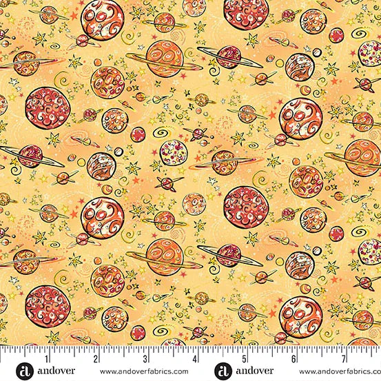 Orbit by Makower UK - Galaxy, Yellow Orbit by Makower UK - Galaxy, Yellow