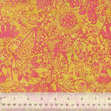 Yellow and pink floral fabric with ruler, 737Q-2-1-015Ud000004Xtl0IAC
