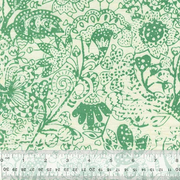 Green floral fabric with ruler, pattern 737Q-3-1-015Ud000004XtugIAC