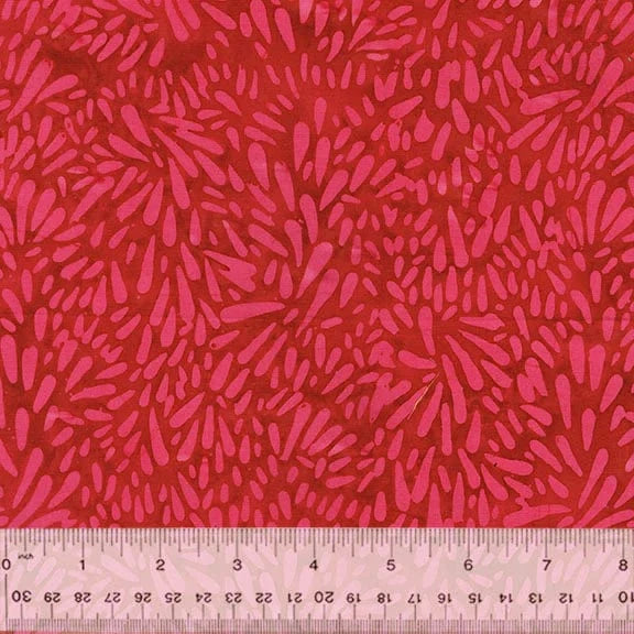 Red batik fabric with pink teardrop design, 740Q-6-1-015Ud000004Xm8RIAS.