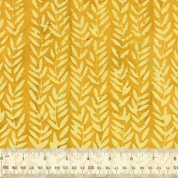 Yellow fabric with repeating leaf pattern, 741Q-14-1-015Ud