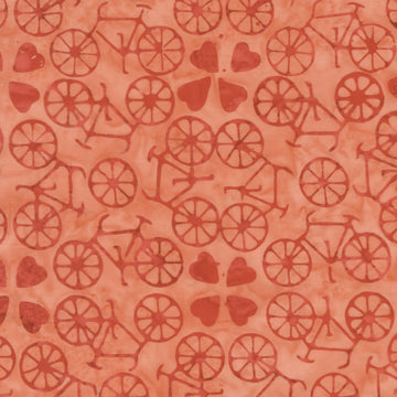 Dutch Days Batiks by Shayla Wolf - Bicycle Love, Blush Bicycle Love Blush | Dutch Days Batiks by Shayla Wolf, Cotton Fabric