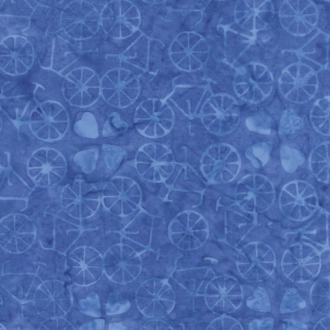 Dutch Days Batiks by Shayla Wolf - Bicycle Love, Lapis Bicycle Love Lapis | Dutch Days Batiks by Shayla Wolf, Cotton Fabric