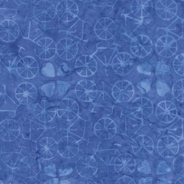 Dutch Days Batiks by Shayla Wolf - Bicycle Love, Lapis Bicycle Love Lapis | Dutch Days Batiks by Shayla Wolf, Cotton Fabric