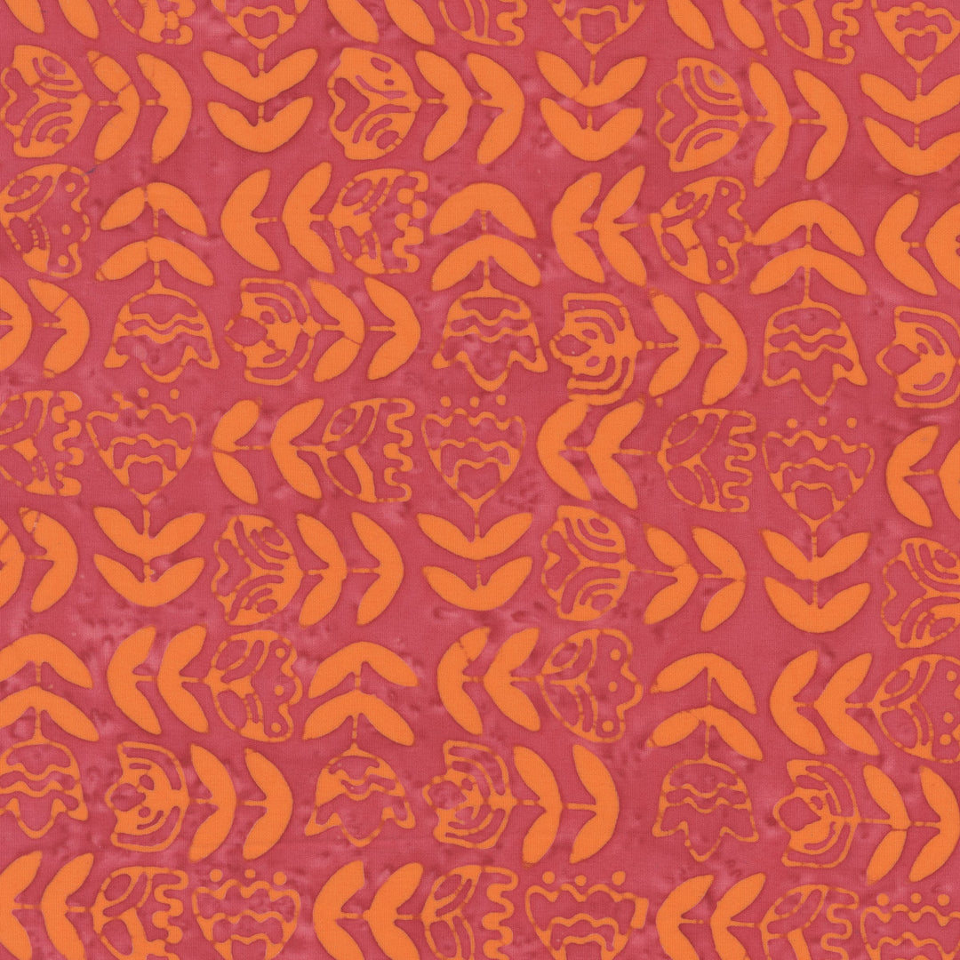 Dutch Days Batiks by Shayla Wolf - Tulip Study, Strawberry Tulip Study Strawberry | Dutch Days Batik Fabric by Shayla Wolf
