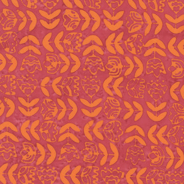 Dutch Days Batiks by Shayla Wolf - Tulip Study, Strawberry Tulip Study Strawberry | Dutch Days Batik Fabric by Shayla Wolf