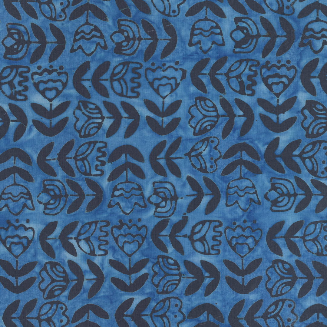 Dutch Days Batiks by Shayla Wolf - Tulip Study, Delft Tulip Study Delft | Dutch Days Batiks by Shayla Wolf, Cotton Fabric