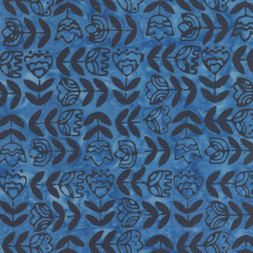 Dutch Days Batiks by Shayla Wolf - Tulip Study, Delft Tulip Study Delft | Dutch Days Batiks by Shayla Wolf, Cotton Fabric
