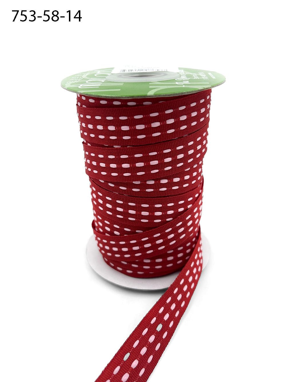 5/8in Triple Woven Thread with Woven Edge Ribbon, Red/Pink