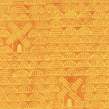 Dutch Days Batiks by Shayla Wolf - Windmills, Marmalade Windmills Marmalade | Dutch Days Batik Fabric by Shayla Wolf