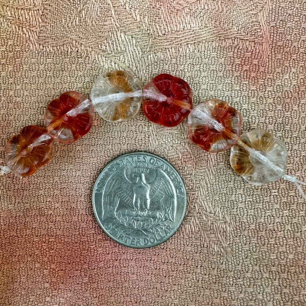 Glass Beads, Vintage Czech Flower Beads