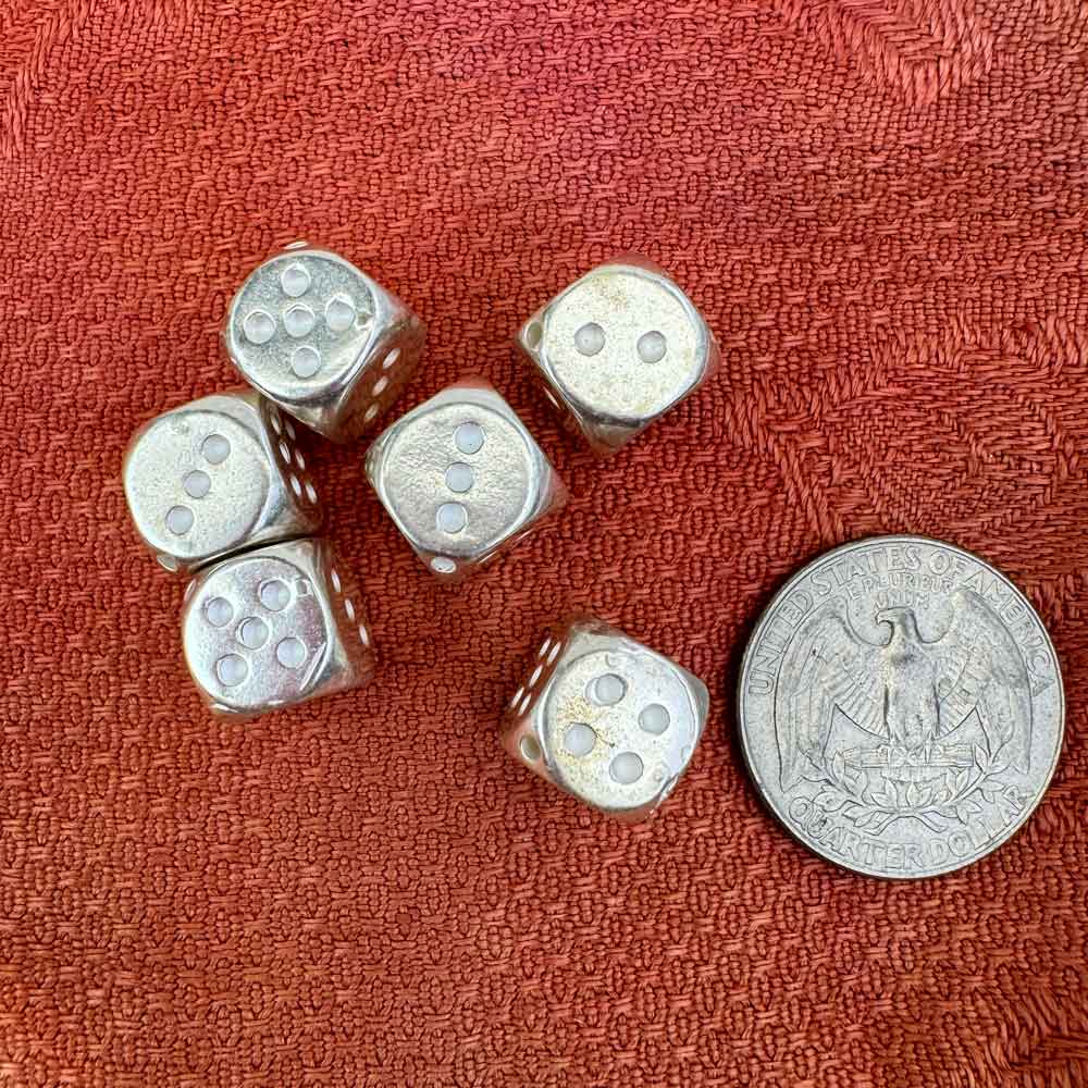 Metal Beads Silver Dice